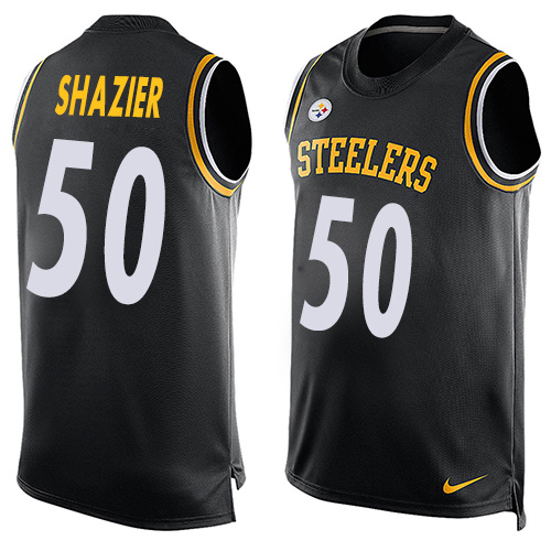 Men's Limited Ryan Shazier Nike Jersey Black - #50 Player Name & Number Tank Top NFL Pittsburgh Steelers